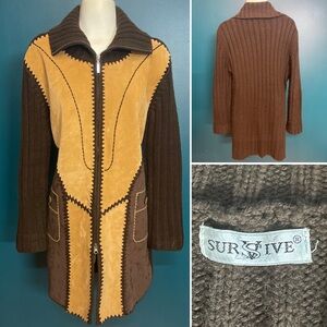 VINTAGE Unique Suede / Wool Long Coat